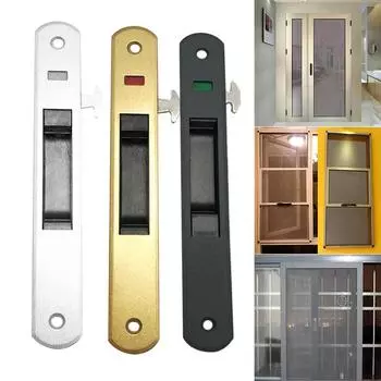 Замок для раздвижной двери, окна, крючок, современная мобильная стеклянная дверь, одинарный двухсторонний замок, защелка 198X28 мм, скрытый дверной замок для домашней безопасности чёрный