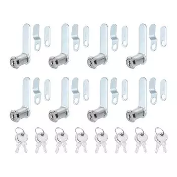 Замок для шкафа PATIKIL с набором ключей из 8 цилиндров из цинкового сплава Camlock, набор замков для автофургона для ключей, ящик для хранения вещей, ящик для инструментов, серебристый, 1-3/8 дюйма