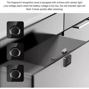 Замок для шкафа со сканером отпечатков пальцев, замок для ящика мебели без ключа, умные электронные замки для шкафа для дома и офиса, ящик для хранения чёрный