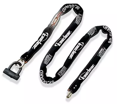 Замок для велосипеда Kaedear, цепной замок, брелок, длина 2500 мм, квадратная цепь 9 мм, защита от кражи SP-GUARD KDR-LK2-2500 (2500мм) чёрный