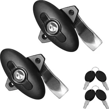 Замок HWHongRV Camper Shell Lock 2 шт., дверь для хранения вещей в автофургоне для пикапа, лодки с правым ключом, корпус замка из черного цинкового сплава, Т-образная ручка чёрный