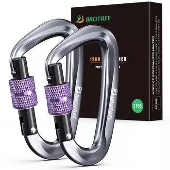 Замок-карабин Brotree Грузоподъемность 12 кН Кнопка для скалолазания D-образное кольцо Легкий алюминиевый гамак Кемпинговый строп для использования на открытом воздухе Набор ворот (1200кг)