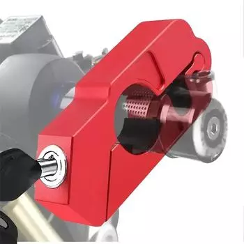 Замок на руль мотоцикла, ручка тормоза на руль, сплошной замок, имитирующий замок Steal, тяга, квадроцикл, мотоциклы для мотокросса, защита от кражи красный