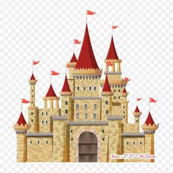 Замок Прозрачный фон Замок Спящей Красавицы Утюг на термопереносной печати Виниловые нашивки Наклейка для одежды DIY Аппликации Моющиеся нашивки