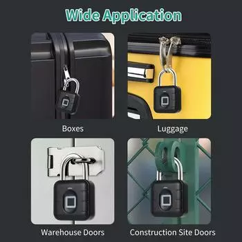 Замок с отпечатком пальца BT Lock Умный замок с управлением через приложение 10 групп Защита от кражи отпечатков пальцев чёрный