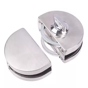 Замок стеклянный дверной замок для толщины 8-12 мм, безрамный двойной распашной или раздвижной замок из закаленного стекла, стеклянный дверной замок, комплект серебряных замков