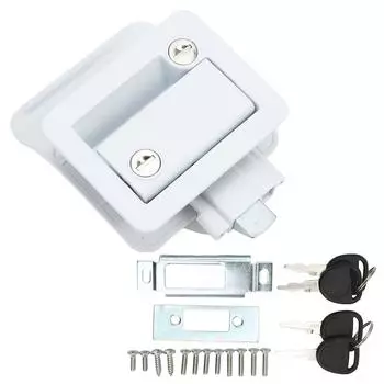 Замок входной двери автофургона, предохранительная защелка, встроенный засов, алюминиевый сплав для кемпера, туристического прицепа M White