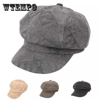 Замшевая клетчатая восьмиугольная шляпа женская шляпа литературного художника британская ретро-кепка берет one size чёрный