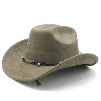 Замшевая ковбойская шляпа с загнутыми краями для мужчин и женщин, уличное ковбойское знамя с загнутыми полями в этническом стиле, фетровая шляпа M56-58cm