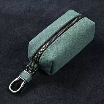 Замшевая кожа Сумка-чехол для ключей Многофункциональный органайзер для ключей Чехол Для мужчин Женщин Green Single Zipper