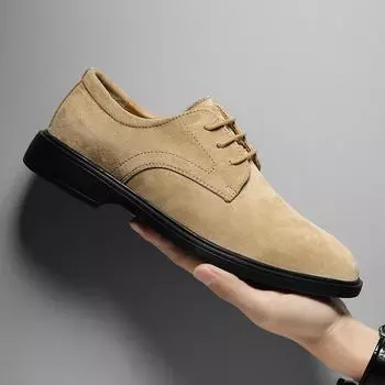 Замшевая кожаная мужская обувь Классическая мужская повседневная обувь из коровьей кожи Мужская деловая обувь Мягкие удобные туфли-оксфорды Официальная модельная обувь 38