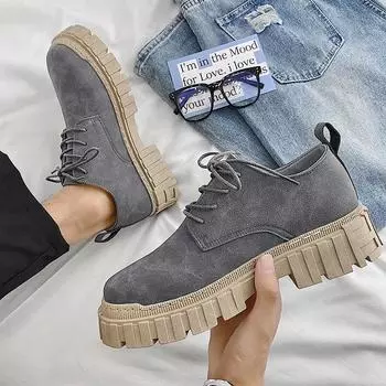 Замшевая кожаная мужская обувь Оксфорды Повседневная обувь Классические кроссовки Удобная обувь Туфли на плоской подошве Большие размеры 39 чёрный