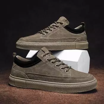 Замшевая кожаная мужская повседневная обувь, модные туфли-оксфорды, однотонные кроссовки на шнуровке, обувь для отдыха и прогулок, мужская обувь для скейтбординга 38