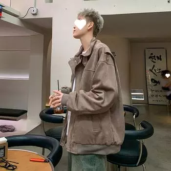 Замшевая куртка мужская осенняя новая дизайнерская свободная повседневная куртка Niche Top M