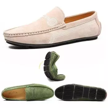 Замшевая мужская обувь, повседневные роскошные брендовые мужские лоферы, дышащая обувь для вождения, мужские мокасины 43 чёрный
