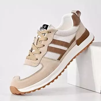 Замшевая повседневная обувь, модные мужские кроссовки на шнуровке, нескользящая треккинговая обувь для отдыха, уличная обувь для путешествий, мужские кроссовки 39 коричневый