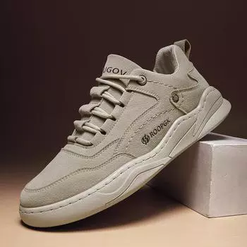 Замшевая прострочка, мужская повседневная обувь, роскошные туфли на шнуровке для мужчин, нескользящие мужские кроссовки, резиновая подошва, рабочая обувь из парусины 39 бежевый