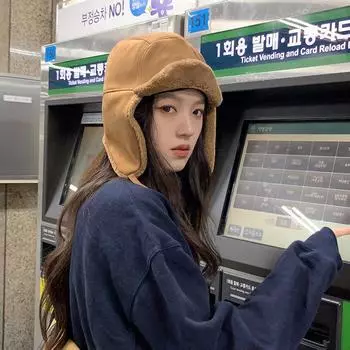 Замшевая шапка женская осенне-зимняя бархатная защита ушей велоспорт лыжи ветрозащитная утолщенная теплая северо-восточная холодная шапка мужская M56-58cm верблюд