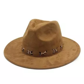 Замшевая шерстяная шляпа Jazz для мужчин и женщин, солнцезащитная шляпа для верховой езды, ковбойская шляпа в стиле вестерн M56-58cm