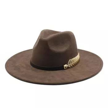 Замшевая шляпа Jazz с большими полями Персиковый топ с большими полями Шерстяная шляпа Fishbone M56-59cm