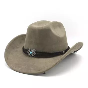 Замшевая шляпа ковбоя с загнутым краем, мужская и женская шляпа для путешествий на открытом воздухе, с закругленными полями, в этническом стиле, фетровая шляпа M56-58cm