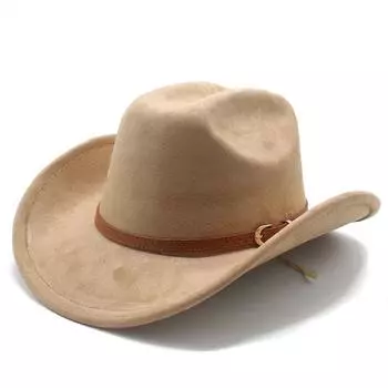 Замшевая шляпа с загнутым краем, верхняя ковбойская шляпа в стиле вестерн, мужская и женская уличная шляпа с загнутыми полями в этническом стиле, фетровая шляпа M56-59cm