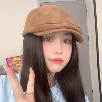 Замшевая шляпа в британском стиле в литературном и ретро-стиле, универсальный простой дизайн, японский тренд, однотонная шляпа для газетчика M56-58cm