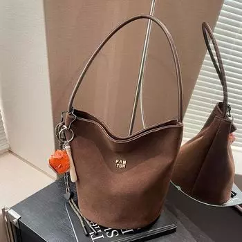 Замшевая сумка-мешок женская сумка через плечо большая вместимость сумка подмышкой сумка-ведро no pendant красный