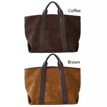 Замшевая сумка-тоут для женщин, замшевая сумка на плечо, большая вместимость, зимняя сумка, простая сумка-саквояж, винтажная сумка для поездок на работу, сумка для покупок кофейный