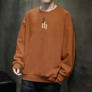 Замшевая толстовка мужская новая модная брендовая свободная внутренняя рубашка с весенним низом повседневная футболка с длинными рукавами для мужчин M