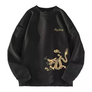 Замшевая толстовка с капюшоном, мужская универсальная футболка, свободная толстовка с круглым вырезом и принтом XXXL