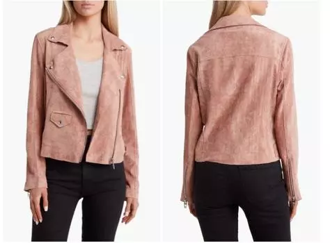 Замшевая женская куртка из 100% овечьей кожи, кожаная праздничная одежда, розовый дизайн Барби, ручная работа XS розовый