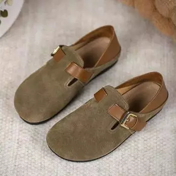 Замшевая женская повседневная обувь, дышащие кожаные полутапочки, уличные и домашние мокасины, удобные летние кроссовки для пар 35