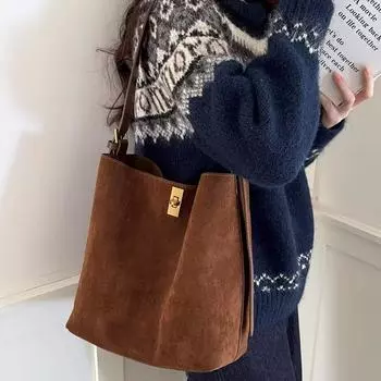 Замшевая женская сумка-тоут All-in-one Vintage на одно плечо Crossbody Commuter коричневый