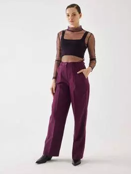 Замшевые бордовые широкие брюки