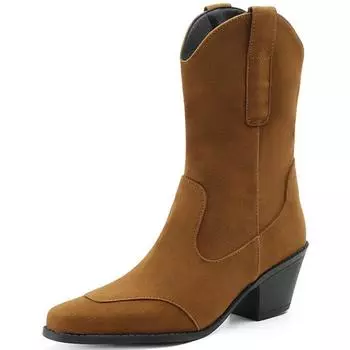 Замшевые ботильоны для женщин Осень Зима Черные Коричневые Короткие Ботинки Панк Низкий Каблук Вечерняя Обувь Женский Бренд Большой Размер 45 48 34 коричневый