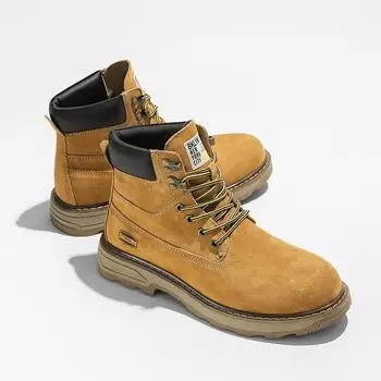 Замшевые ботильоны в британском стиле, кожаные ботинки, мужская модная повседневная обувь, зимние мужские ботинки «Челси», универсальные мужские кроссовки для активного отдыха 38 золотисто-желтый