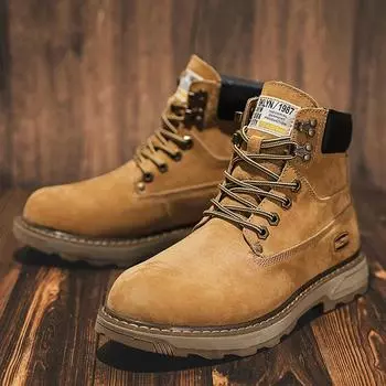 Замшевые ботильоны в британском стиле, кожаные ботинки, мужская модная повседневная обувь, зимние мужские ботинки «Челси», универсальные мужские кроссовки для активного отдыха 38 хаки