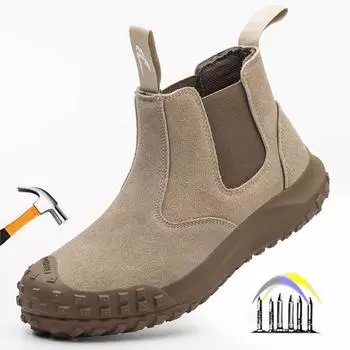 Замшевые ботинки с защитой от искр, защитная рабочая обувь с защитой от проколов и железным носком, противоскользящая обувь, защитная мужская обувь для работы 38