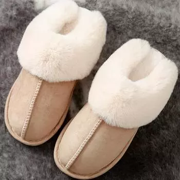 Замшевые хлопковые тапочки, домашние осенне-зимние теплые шерстяные тапочки для влюбленных, мужские и женские тапочки 44-45 серый