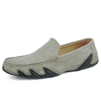 Замшевые кожаные туфли больших размеров, мужские лоферы, удобная повседневная обувь, мужские мокасины на плоской подошве, мужская обувь 38 хаки