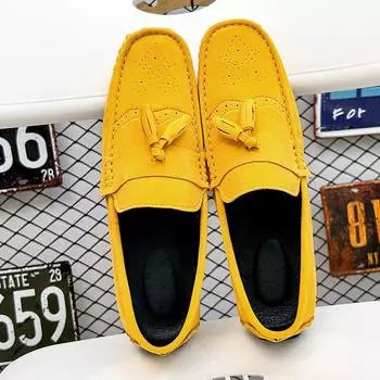 Замшевые кожаные туфли мужские модные удобные мокасины ручной работы мужские повседневные туфли для вождения сверхлегкие туфли с мягкой подошвой 38 чёрный