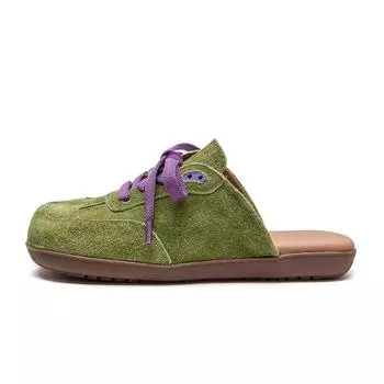 Замшевые кроссовки-слайсеры для женщин, удобные повседневные мюли, модная трендовая обувь 35 зелёный