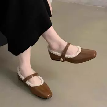 Замшевые леопардовые мокасины женская обувь зимние новые балетки туфли Marie Janes 2025 трендовые повседневные кроссовки из хлопка Mujer Zapatos 35 чёрный