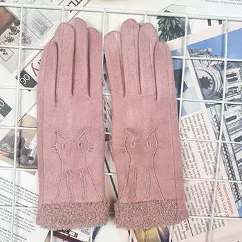 Замшевые перчатки женские зимние бархатные теплые и холодостойкие перчатки для езды на велосипеде с сенсорным экраном хаки