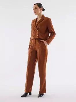 Замшевые широкие брюки светло-коричневого цвета