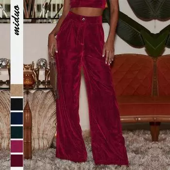 Замшевые свободные стройнящие брюки прямого покроя с пуговицами S