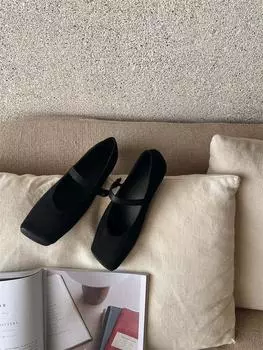 Замшевые туфли-лодочки с квадратным носком и леопардовым принтом, женские новые весенне-осенние повседневные туфли для работы 35 чёрный