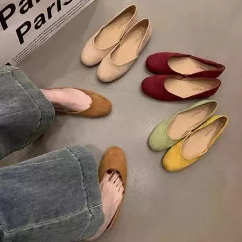 Замшевые туфли Мэри Джейн на мягкой подошве в стиле ретро, женские, новые, белые, светло-красные, универсальные, с юбкой, одинарные туфли 35 красный