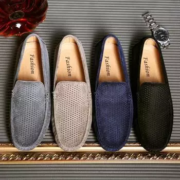 Замшевые туфли мужские элегантные мокасины для отдыха на природе мужские туфли мужские лоферы повседневные туфли-лодочки обувь ручной работы дышащая 38